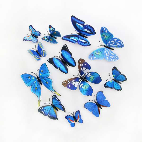 Plastic colored butterfly magnet 12p